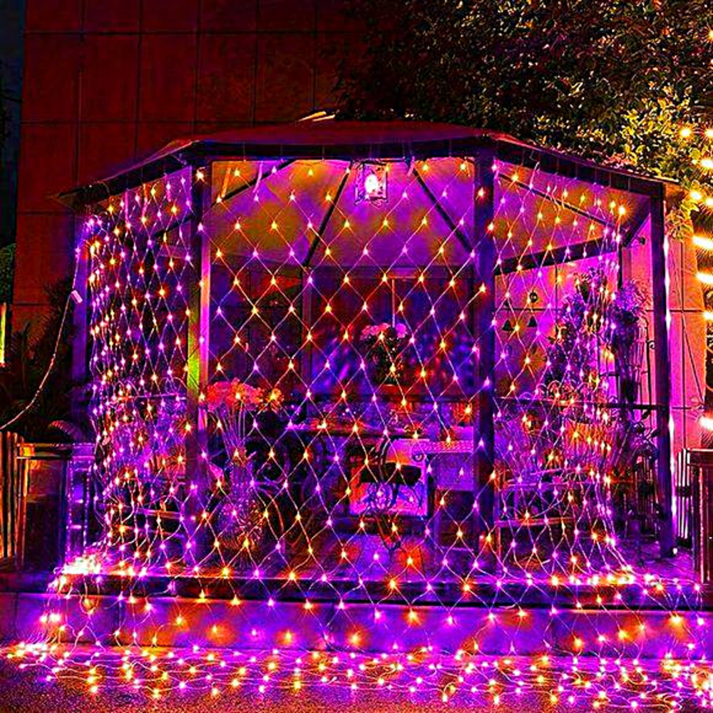 Halloween Purple Orange 12ft x 5ft 8 Modes 360 LED Net‎ Lights